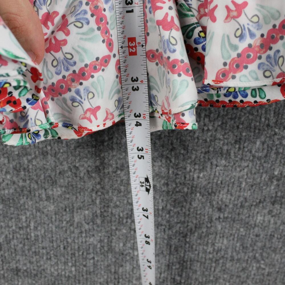 Caroline Constas Floral Tile-Print Ruffled Midi Skirt in Red, Green, Blue - Picture 10 of 10
